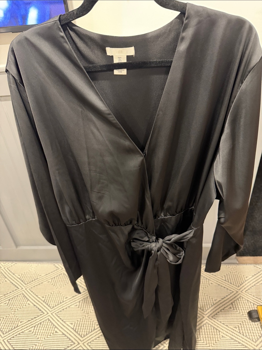 Black Satin Wrap Dress